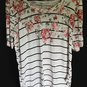 Aria Floral Striped Short Sleeve Knit Top